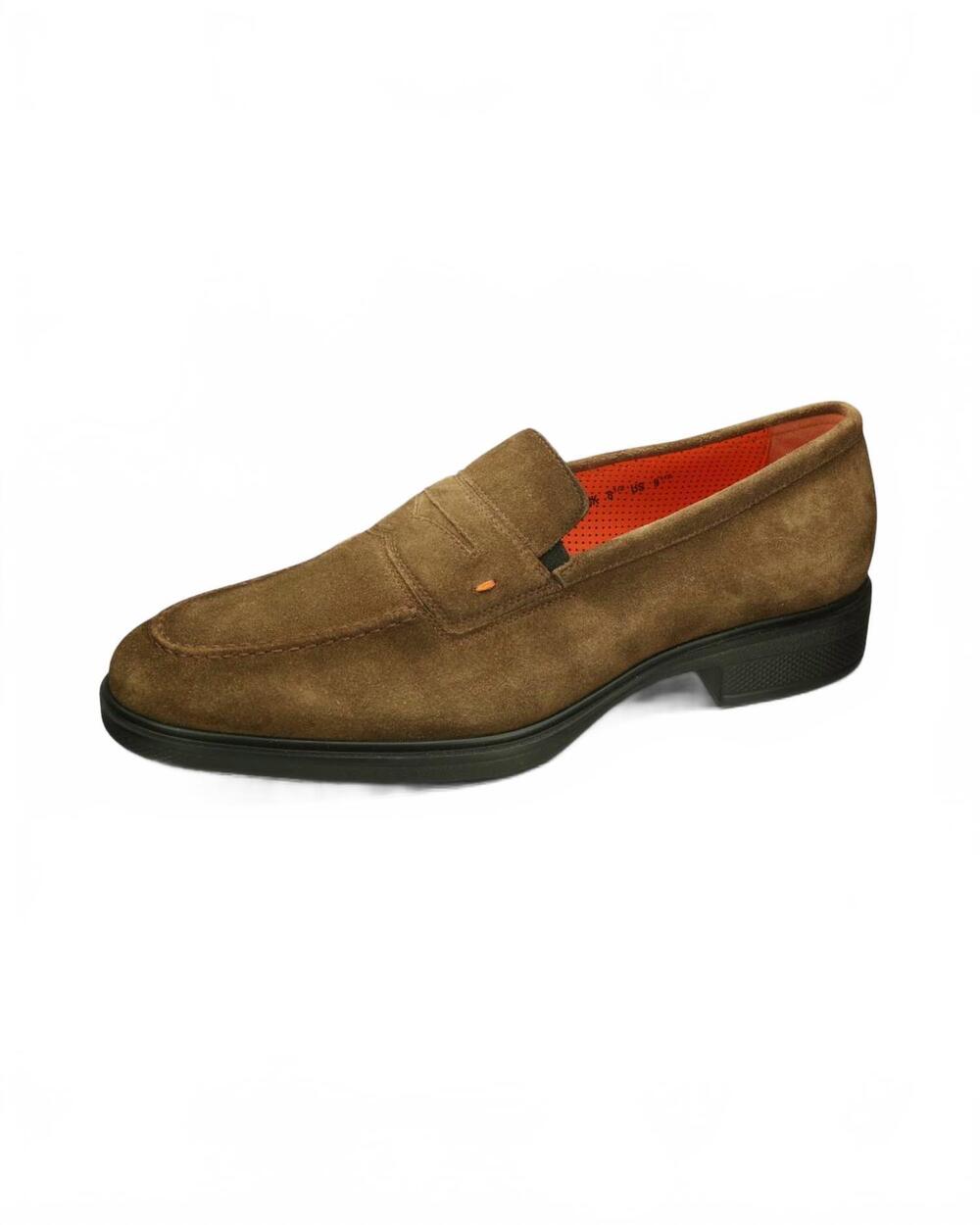 NEW SANTONI men's easy slip-on penny loafer in brown